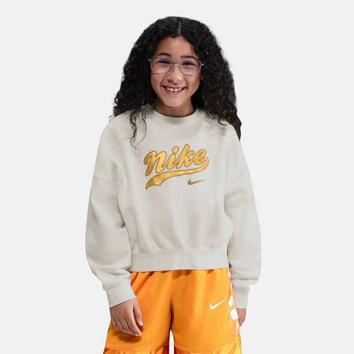 Nike Kids' Sportswear Trend Fleece Cropped Hoodie Ivory Nike Kids' Sportswear Trend Fleece Cropped Hoodie Ivory image number 0