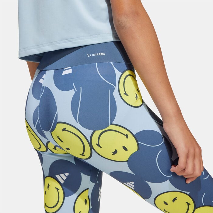 adidas Kids' Smileyworld Training Leggings Blue adidas Kids' Smileyworld Training Leggings Blue image number 3