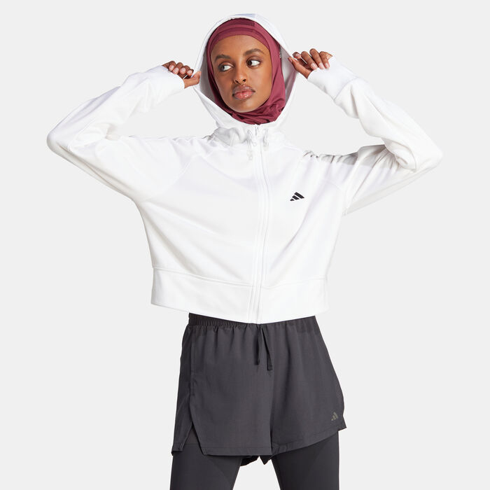 adidas Women's Game and Go Fleece Full-Zip Training Hoodie White adidas Women's Game and Go Fleece Full-Zip Training Hoodie White image number 0