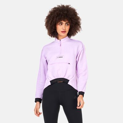 adidas Women's Terrex Hike Half-Zip Fleece Sweatshirt Purple
