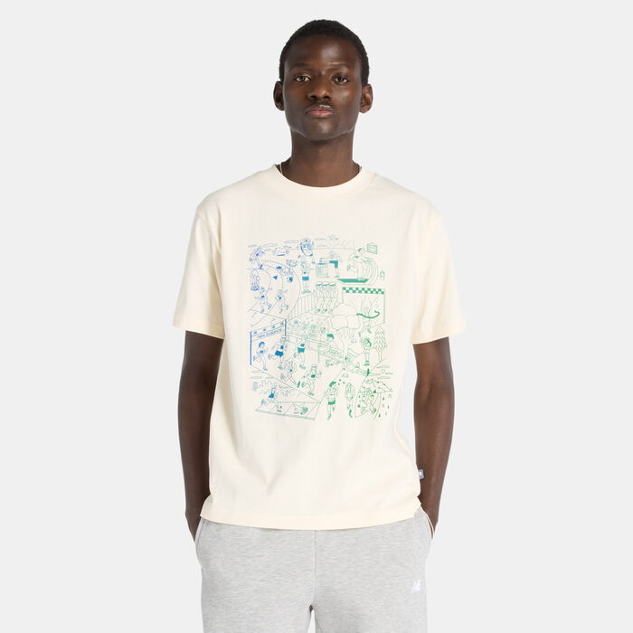 New Balance Men's Athletics Run Mural T-Shirt Beige New Balance Men's Athletics Run Mural T-Shirt Beige image number 0