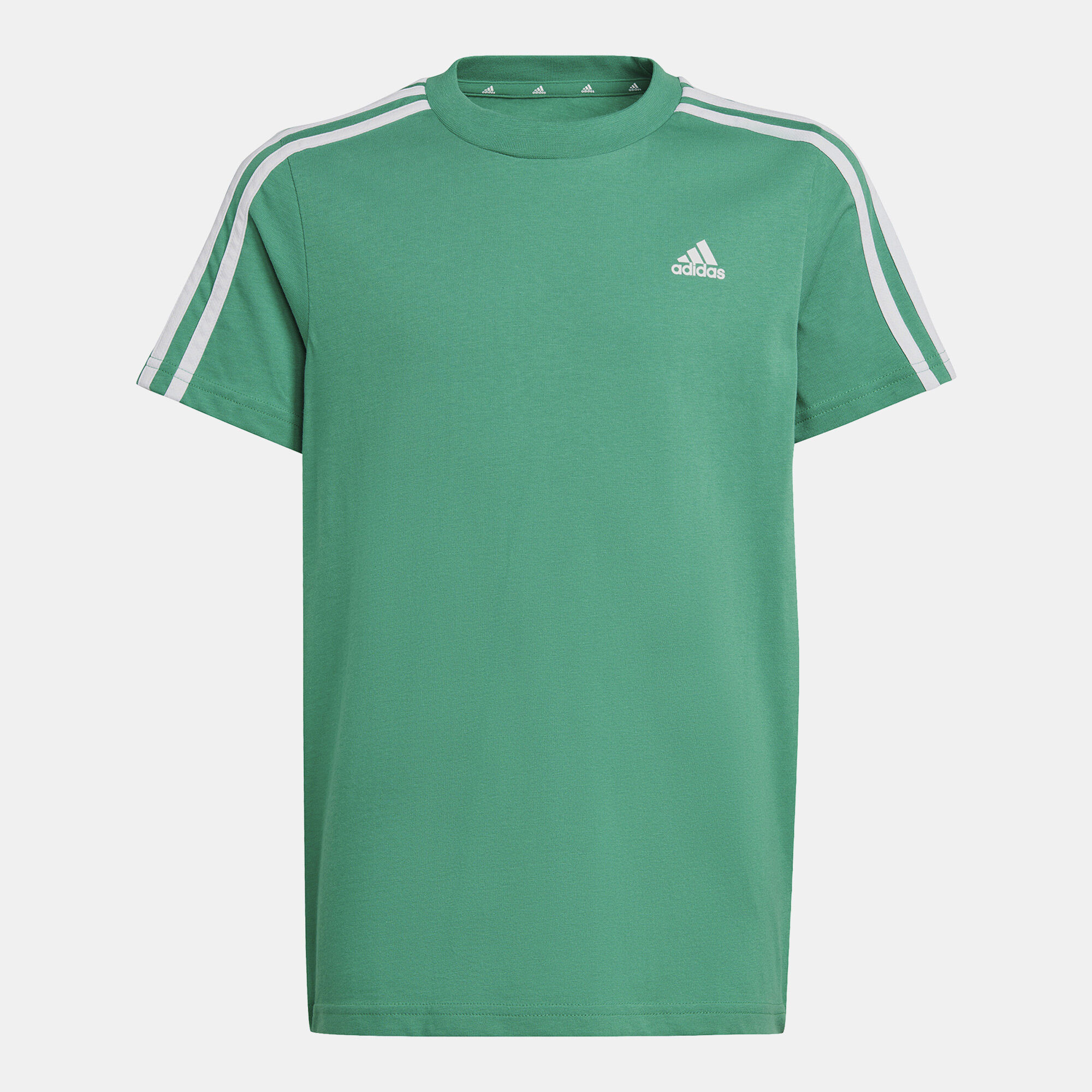 Adidas 3 stripe t shirt mens green sale