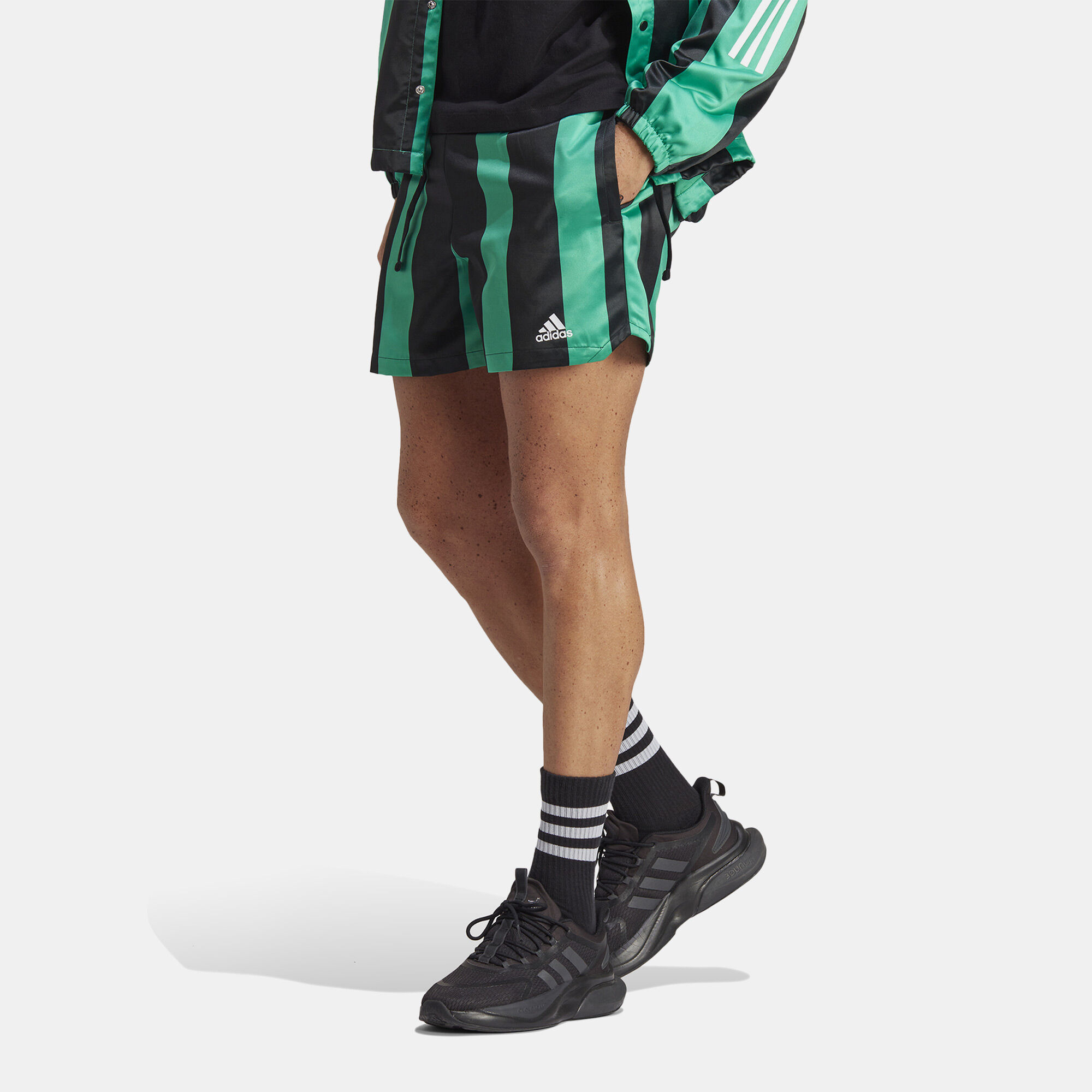 Adidas satin stripe fight shorts sale