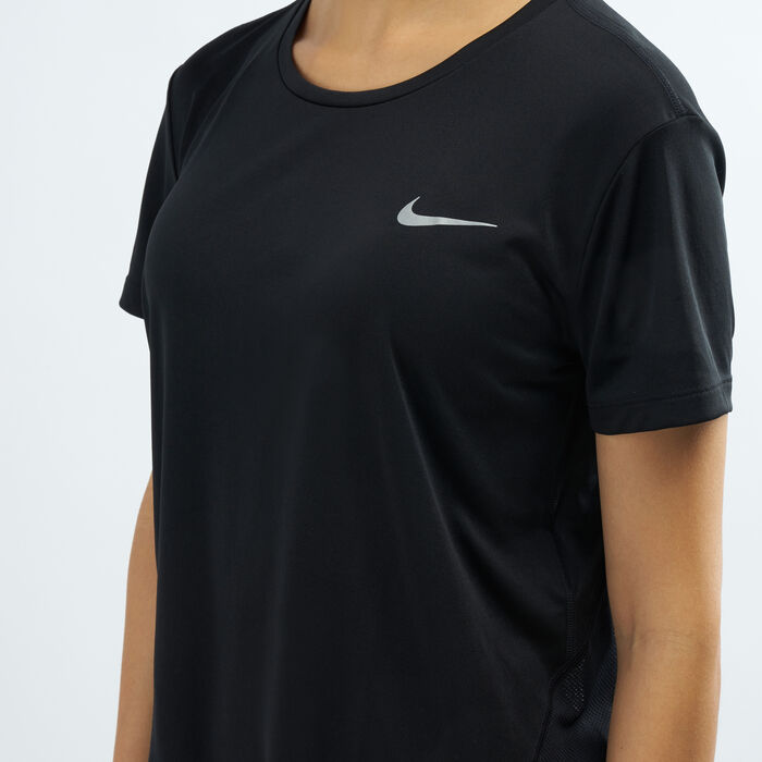 Nike Women's Miler Running T-Shirt Black Nike Women's Miler Running T-Shirt Black image number 3