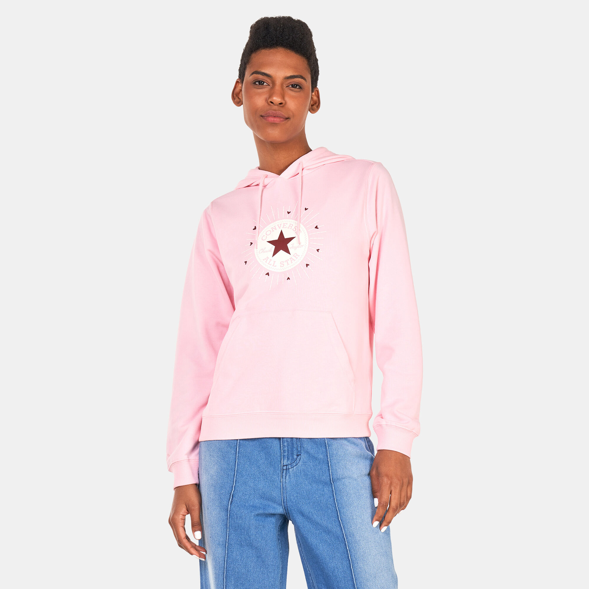 Women s Radiating Love Graphic Pullover Hoodie Pink Converse in KSA SSS
