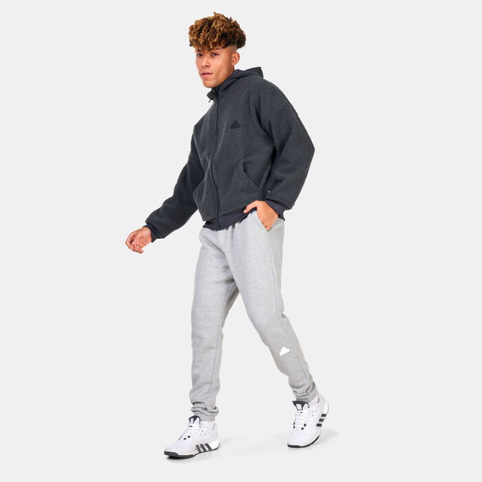 adidas Men's Polar Fleece Full-Zip Hooded Jacket Black image number 2