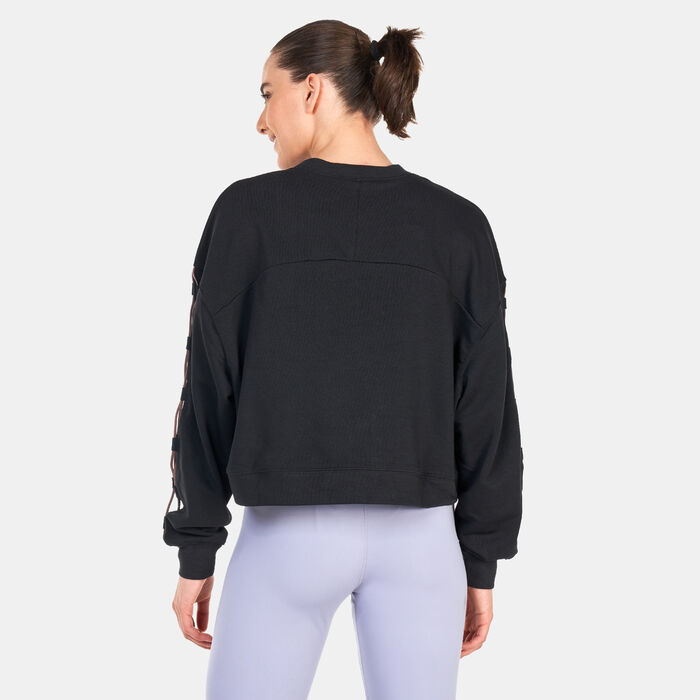 Nike Women's Dri-FIT Get Fit French Terry Crewneck Novelty Sweatshirt Black image number 1
