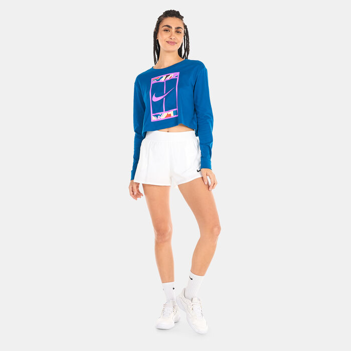 Nike Women's Dri-FIT Court Slam Crop Top Blue image number 2