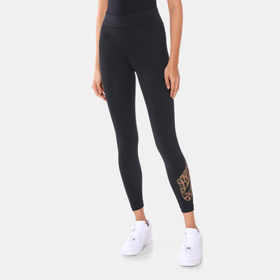 Nike Womens Animal Print Swoosh Leggings - Black