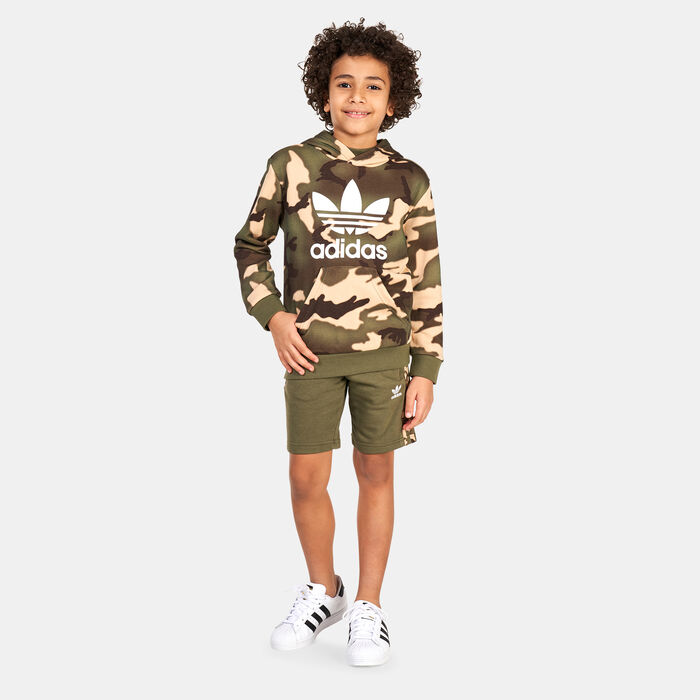 adidas Originals Kids' Camo Hoodie Green image number 2