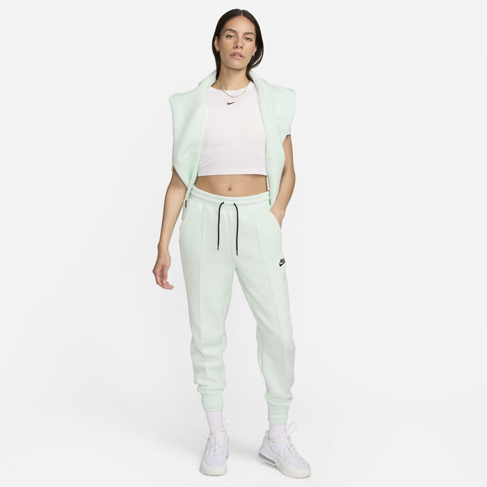 Nike Women's Sportswear Tech Fleece Mid-Rise Joggers Green Nike Women's Sportswear Tech Fleece Mid-Rise Joggers Green image number 8