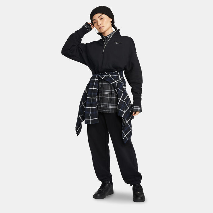 Nike Women's Sportswear Phoenix Fleece 1/2-Zip Cropped Sweatshirt Black image number 2