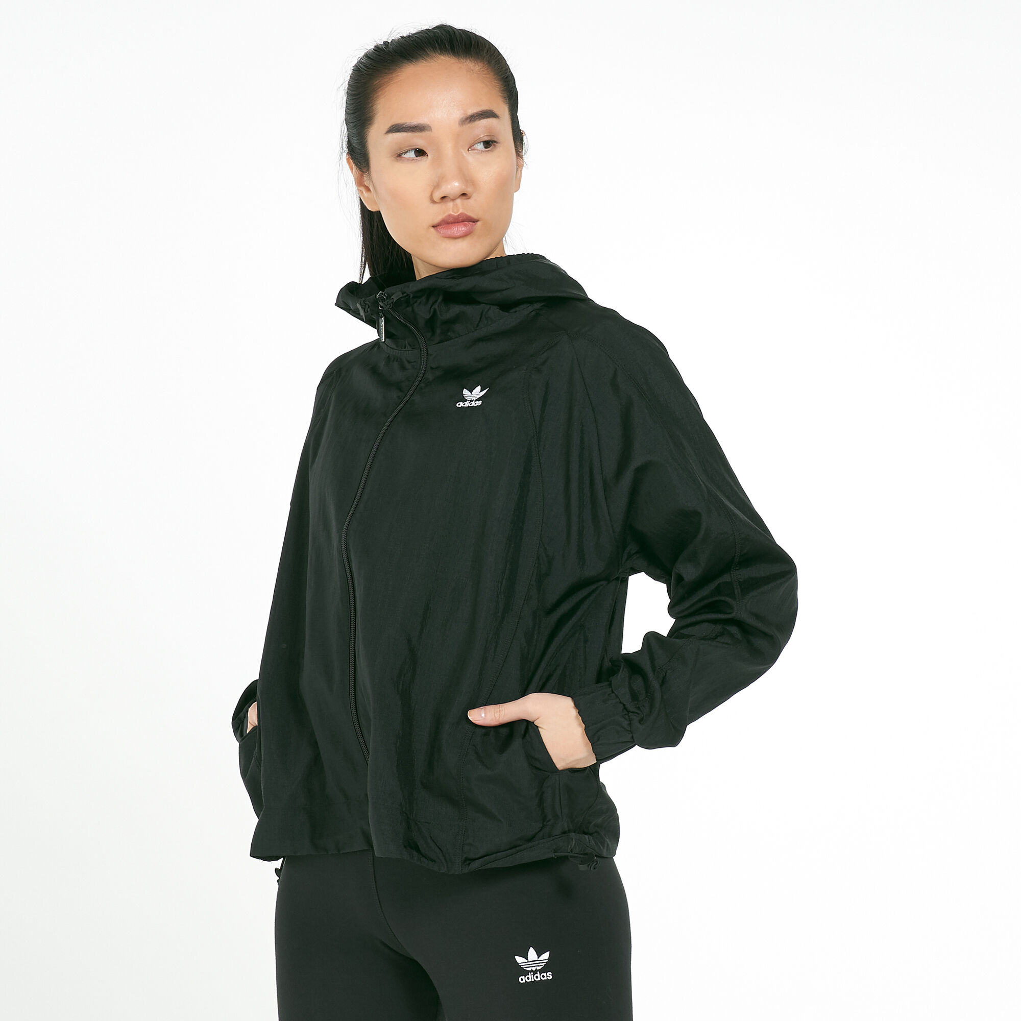 Adidas women's windbreaker jacket black cheap