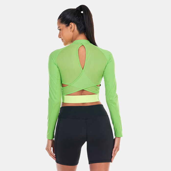 adidas Women's HIIT HEAT.RDY Long Sleeve Crop T-Shirt Green adidas Women's HIIT HEAT.RDY Long Sleeve Crop T-Shirt Green image number 1