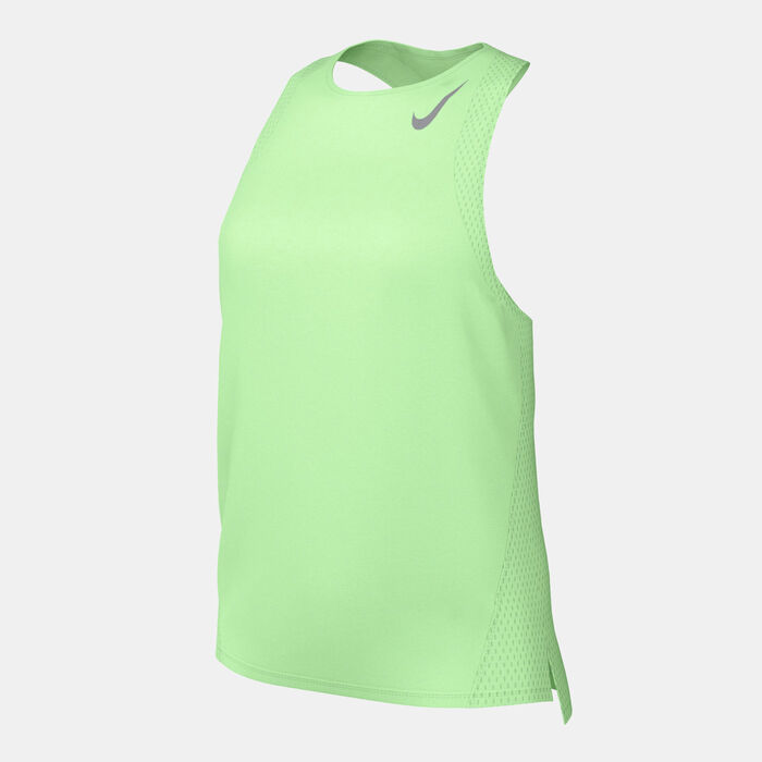 Nike Women's Dri-FIT Race Running Singlet Green Nike Women's Dri-FIT Race Running Singlet Green image number 0