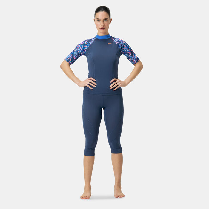 Speedo Women's Printed Swimming Rashguard Blue image number 2
