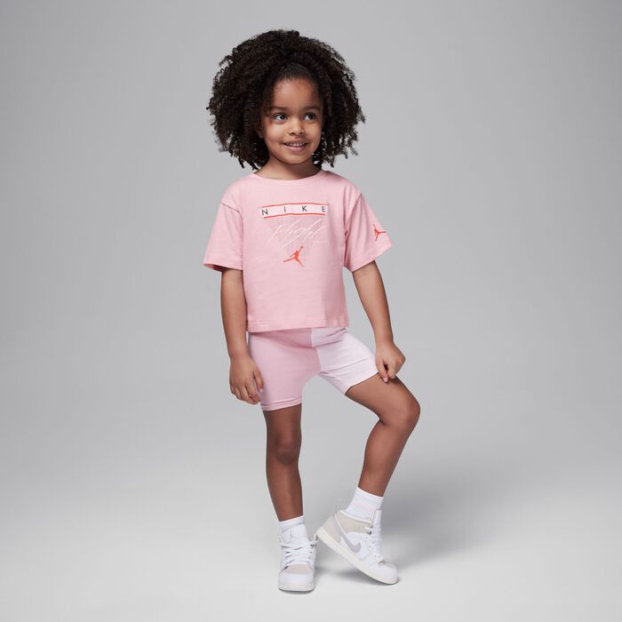 Jordan Kids' Mini Me Flight Bike Shorts Set Pink Jordan Kids' Mini Me Flight Bike Shorts Set Pink image number 0