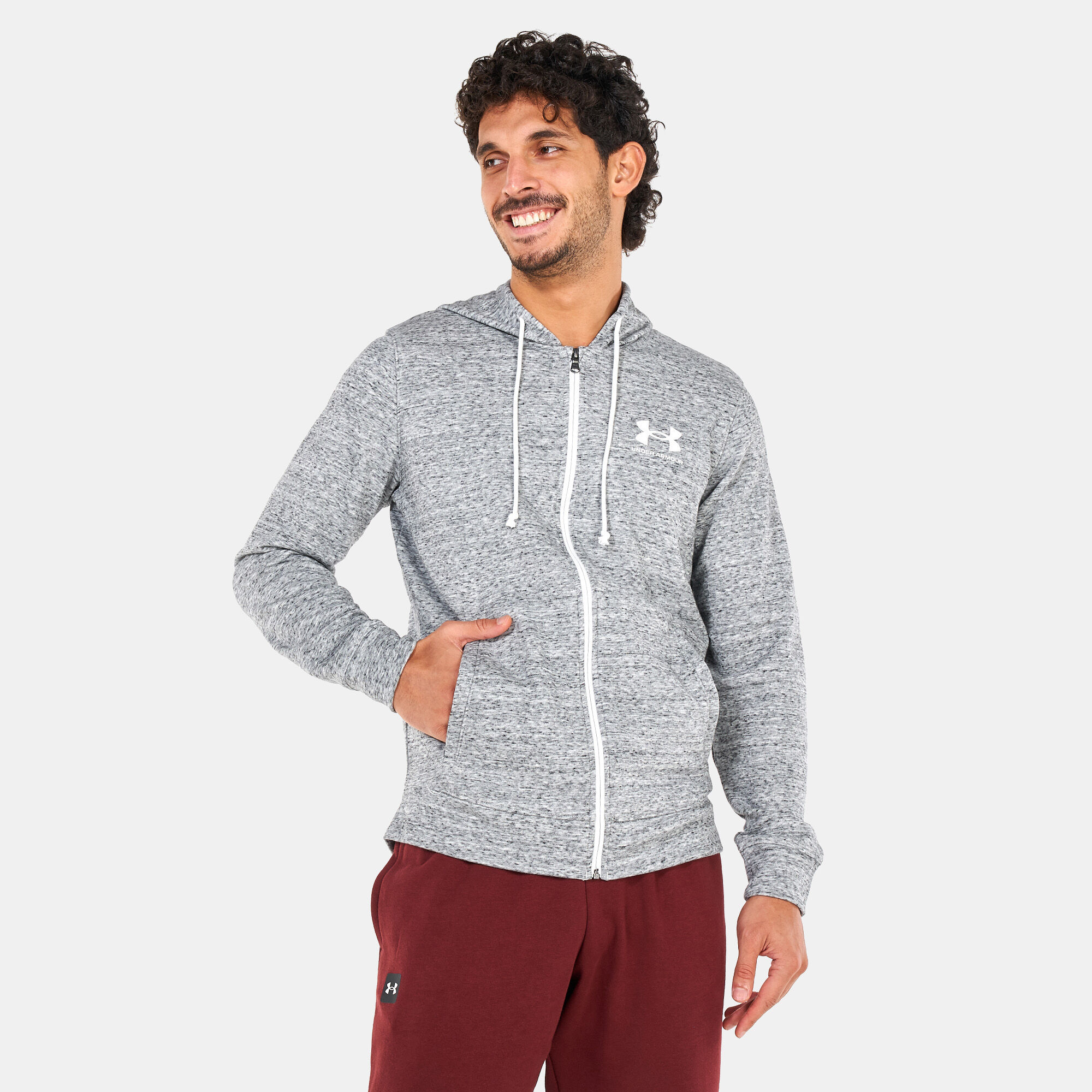 Men s under armour tech shop terry full zip hoodie