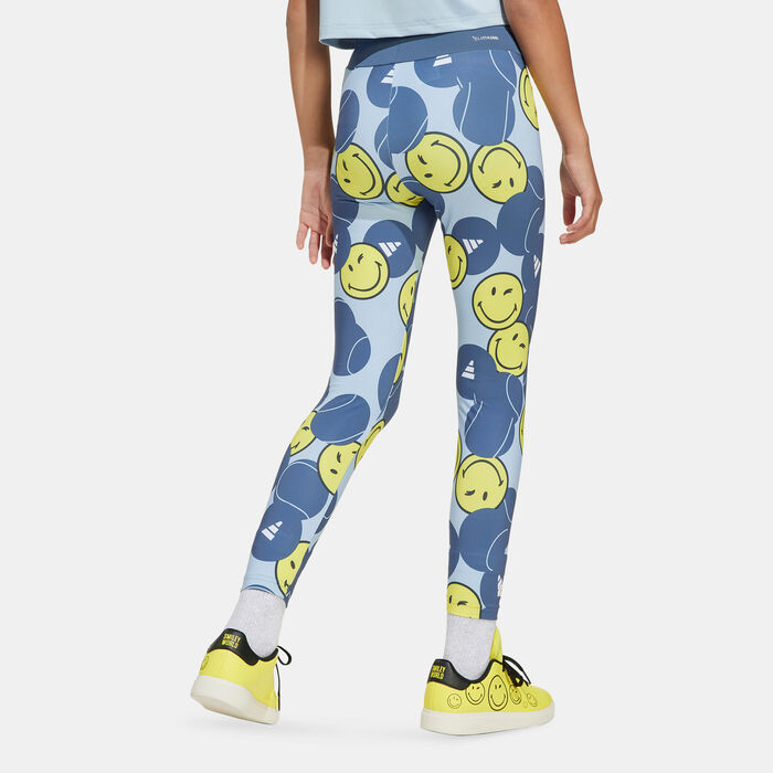 adidas Kids' Smileyworld Training Leggings Blue adidas Kids' Smileyworld Training Leggings Blue image number 1