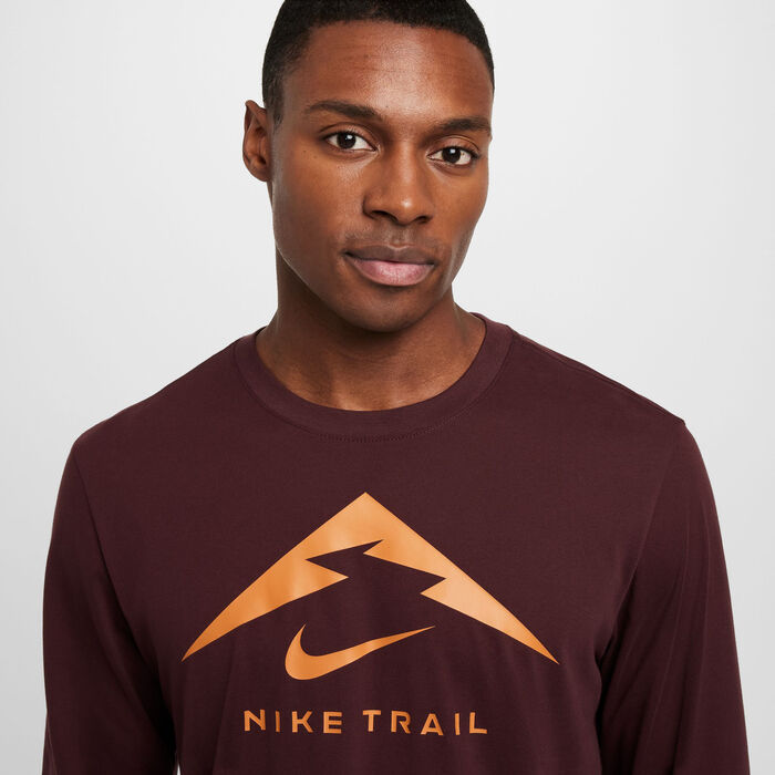 Nike Men's Dri-FIT Long-Sleeve Trail Running T-Shirt Pink image number 3