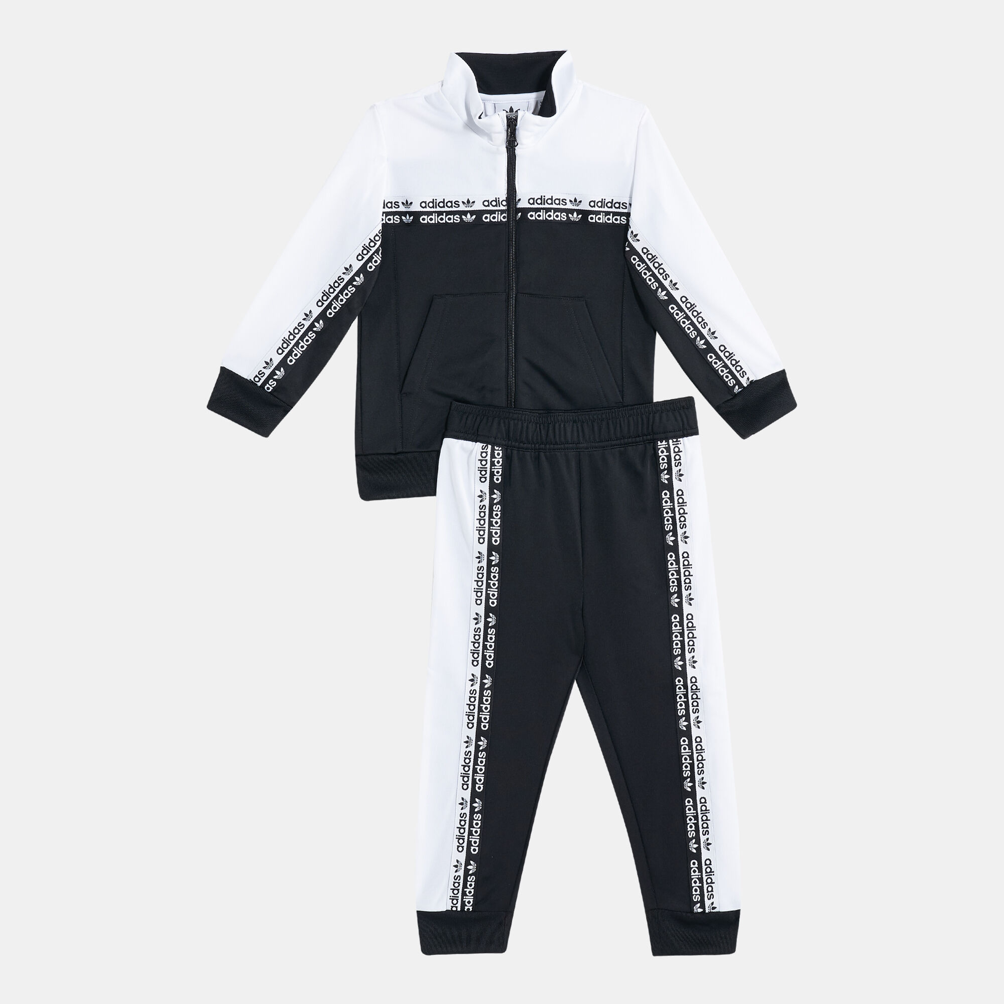 Black and white adidas tracksuit kids clearance