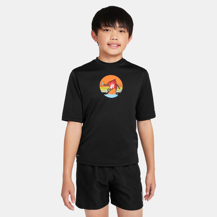 Nike Swim Kids' Logo Hydroguard Swimming T-Shirt Black image number 0