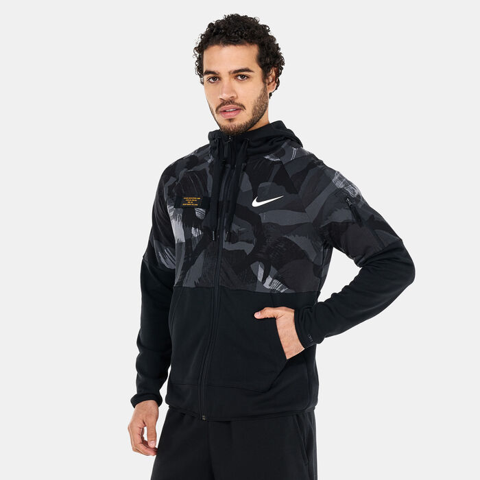 Buy Nike Men's Dri-FIT Fleece Full-Zip Camo Fitness Hoodie Black in KSA ...