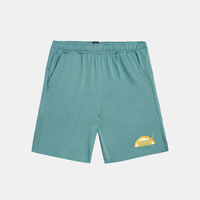 PUMA Kids' Essentials+ Street Art Graphic Shorts Blue PUMA Kids' Essentials+ Street Art Graphic Shorts Blue image number 0