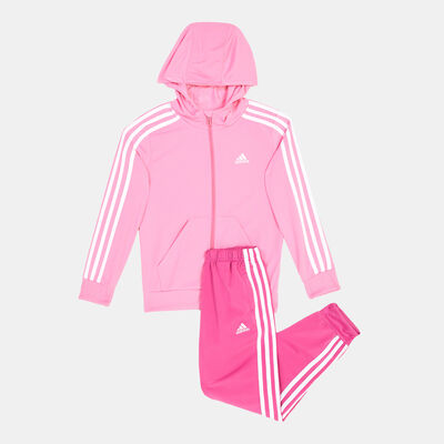 adidas Kids' Essentials 3-Stripes Shiny Tracksuit Pink adidas Kids' Essentials 3-Stripes Shiny Tracksuit Pink
