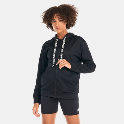 New Balance Women's Relentless Train Fleece Full Zip Hoodie Black New Balance Women's Relentless Train Fleece Full Zip Hoodie Black