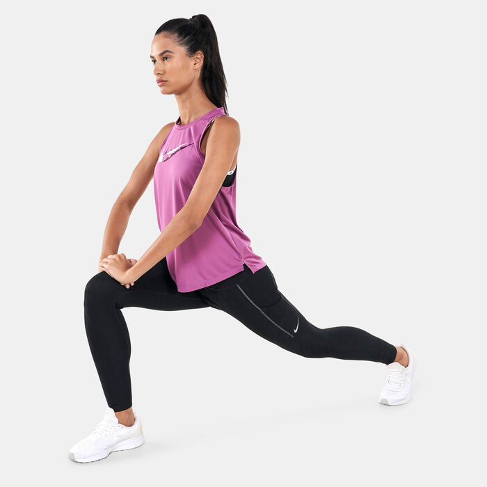 Nike Women's Dri-FIT Swoosh Running Tank Top Pink image number 2