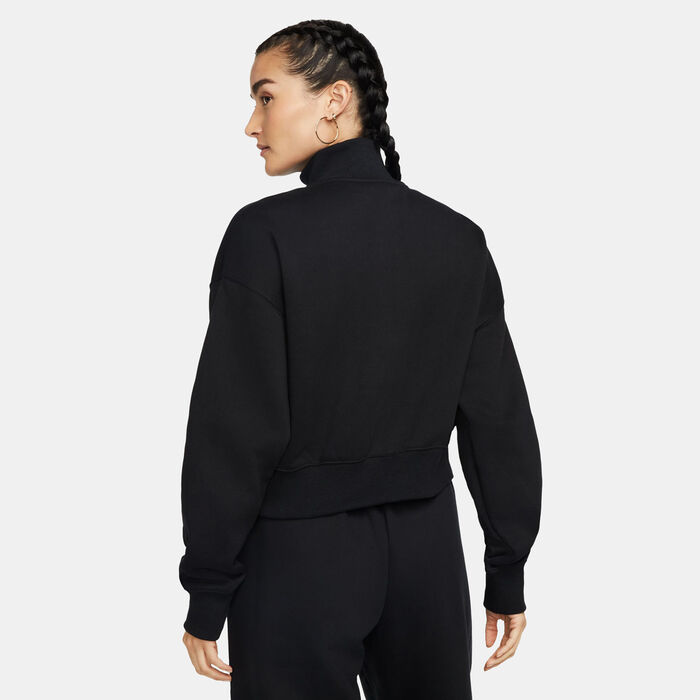 Nike Women's Sportswear Phoenix Fleece 1/2-Zip Cropped Sweatshirt Black image number 1