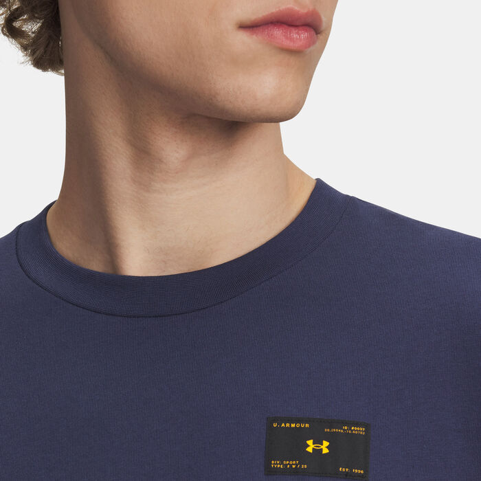 Under Armour Men's Woven Label Heavyweight T-Shirt Blue Under Armour Men's Woven Label Heavyweight T-Shirt Blue image number 2