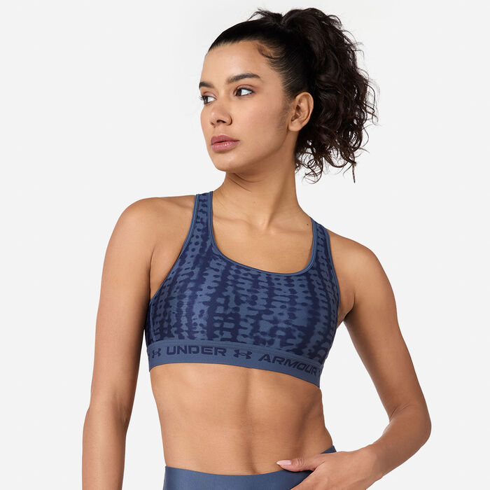 Under Armour Women's Armour Medium Support Printed Sports Bra Grey image number 0