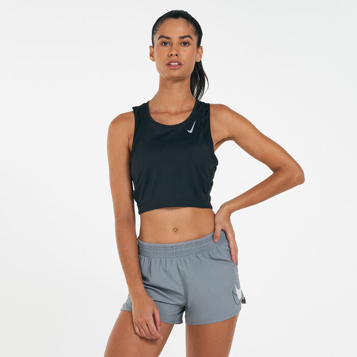 Nike Women's Dri-FIT Race Cropped Running Tank Top Black image number 0