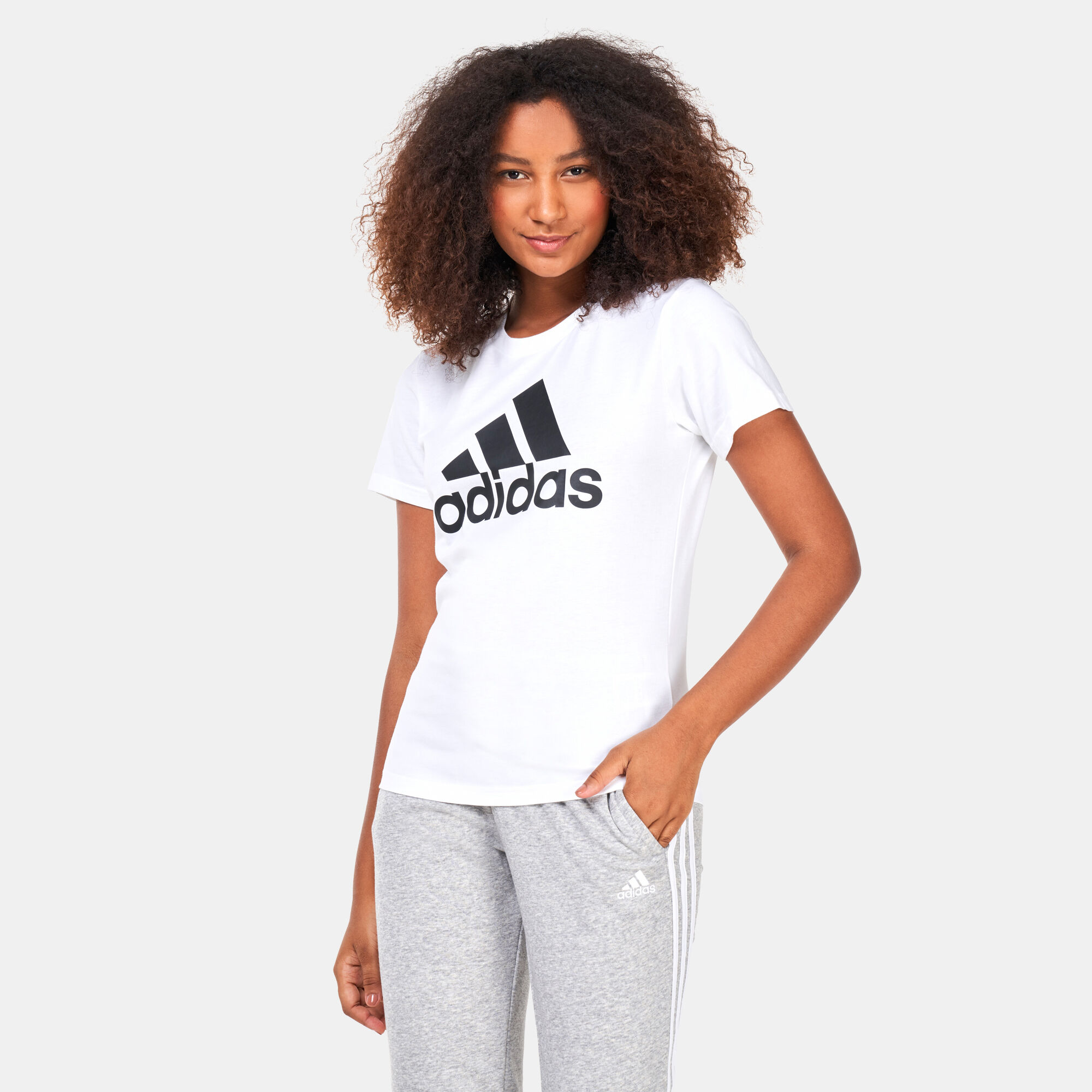 Adidas logo online t shirt womens
