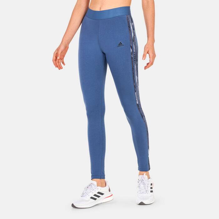 adidas Women's 3 Stripes Leggings Blue adidas Women's 3 Stripes Leggings Blue image number 0