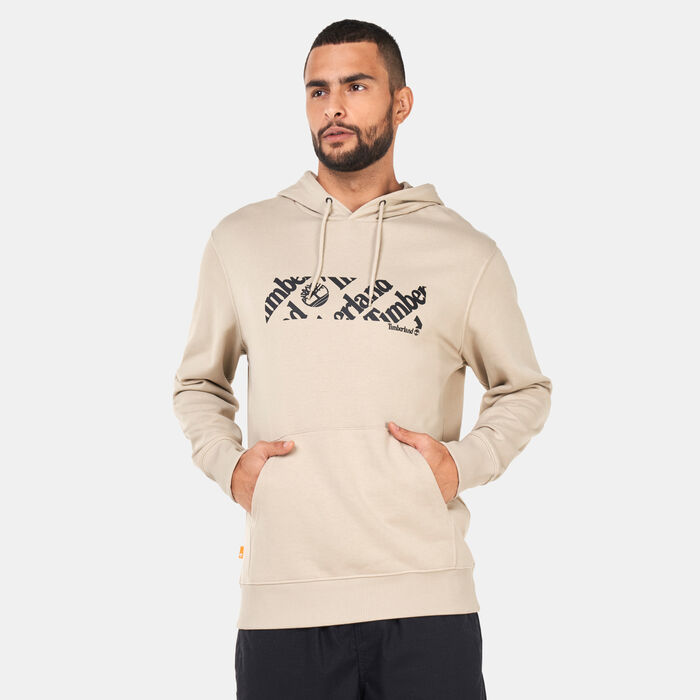 Timberland Men's Linear Logo Print T-Hoodie Beige Timberland Men's Linear Logo Print T-Hoodie Beige image number 0