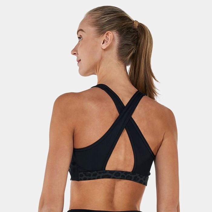 Nike Women's Dri-FIT Swoosh Printed Sports Bra Black Nike Women's Dri-FIT Swoosh Printed Sports Bra Black image number 1