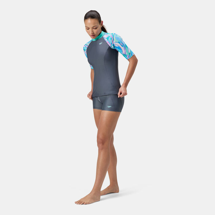Speedo Women's Solid Panel Swimming Shorts Blue Speedo Women's Solid Panel Swimming Shorts Blue image number 2