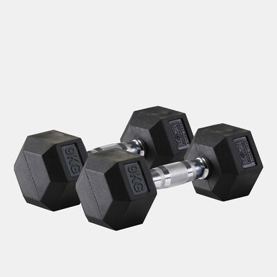 Body Sculpture Hex Rubber Dumbbell - 9kg Multi-Color Body Sculpture Hex Rubber Dumbbell - 9kg Multi-Color