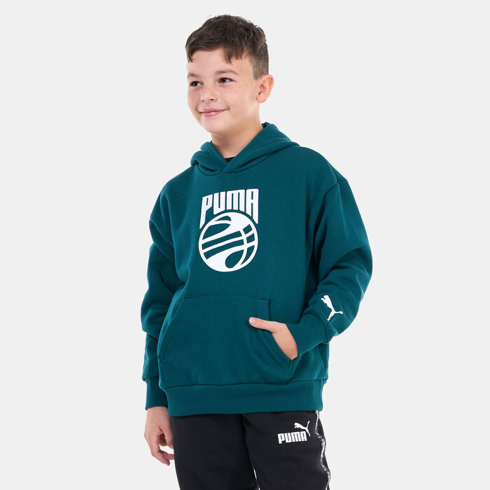 PUMA Kids' Posterize Basketball Pullover Hoodie Green PUMA Kids' Posterize Basketball Pullover Hoodie Green image number 0