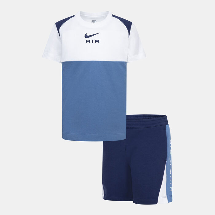 Nike Kids' Air Fleece T-Shirt and Shorts Set Blue Nike Kids' Air Fleece T-Shirt and Shorts Set Blue image number 0