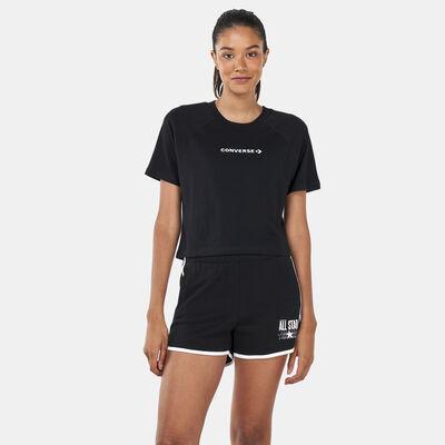Converse Women's Striped Wordmark T-Shirt Black Converse Women's Striped Wordmark T-Shirt Black