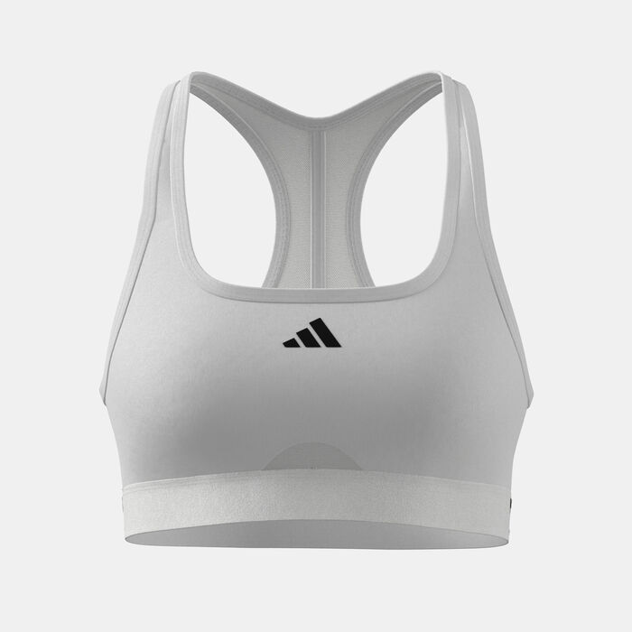 adidas Women's Powerimpact Medium-Support Training Sports Bra White image number 0