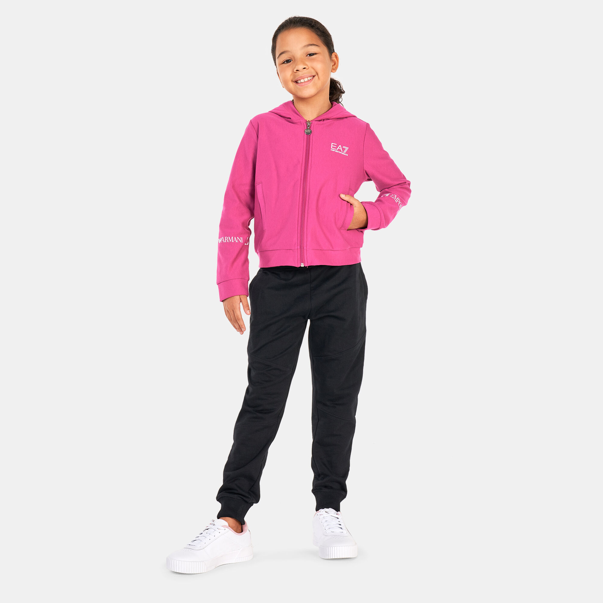 Kids Train Logo Series Hoodie Pink EA7 Emporio Armani in KSA SSS