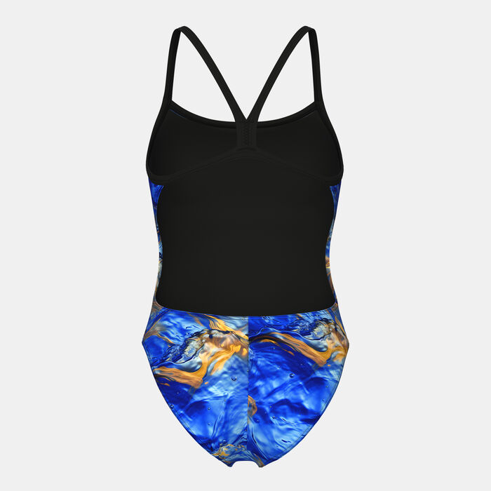 Arena Women's Allover Print One-Piece Swimsuit Blue Arena Women's Allover Print One-Piece Swimsuit Blue image number 1