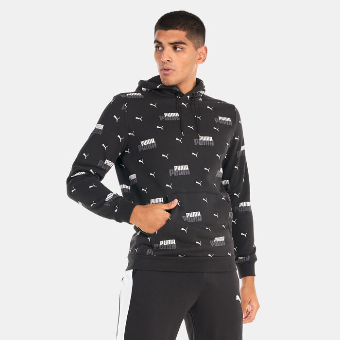 PUMA Men's Essentials+ Logo Power Printed Hoodie Black PUMA Men's Essentials+ Logo Power Printed Hoodie Black image number 0