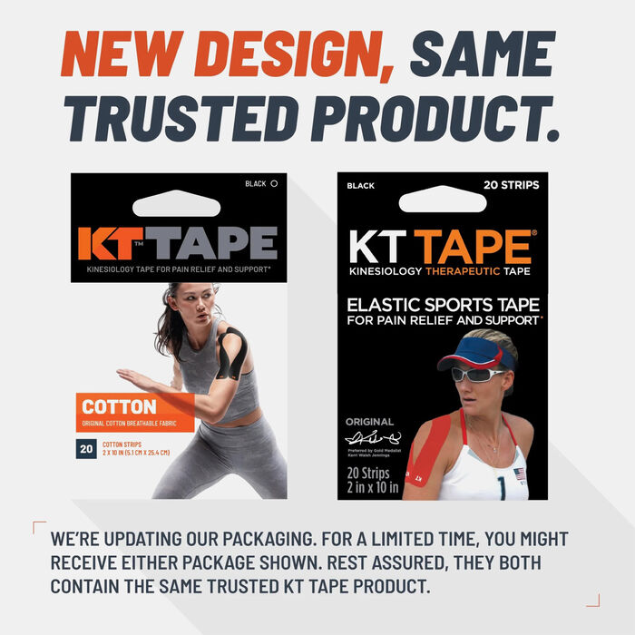 KT Tape Original Pre-Cut Kinesiology Tape (20 Strips) Black KT Tape Original Pre-Cut Kinesiology Tape (20 Strips) Black image number 2