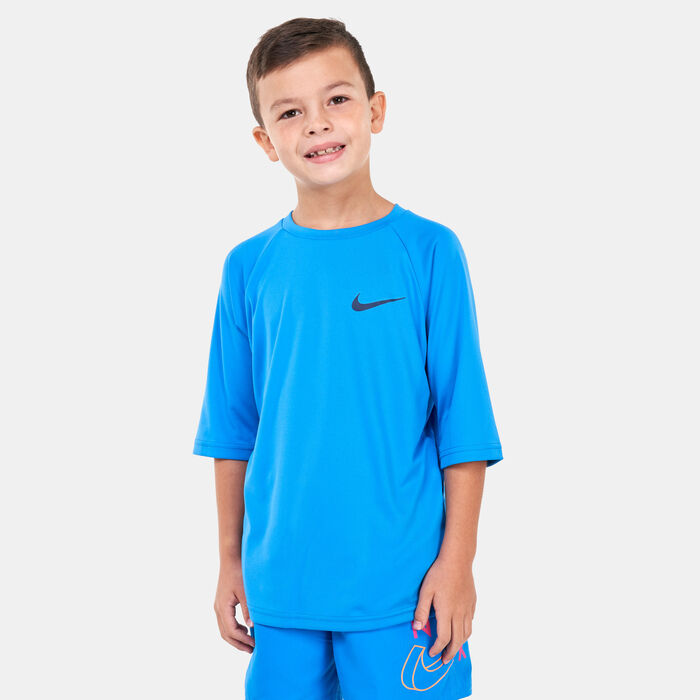 Nike Swim Kids' Short Sleeve Hydroguard Blue Nike Swim Kids' Short Sleeve Hydroguard Blue image number 0